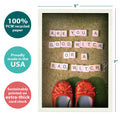 Load image into Gallery viewer, The cover of Tree-Free’s Good Or Bad? card with lines demonstrating its 5x7 dimensions, along with the following text: “100% PCW recycled paper, proudly made in the USA, sustainably printed on extra-thick card stock”
