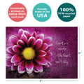 Load image into Gallery viewer, The cover of Tree-Free’s Tears Are Words card with lines demonstrating its 5x7 dimensions, along with the following text: “100% PCW recycled paper, proudly made in the USA, sustainably printed on extra-thick card stock”
