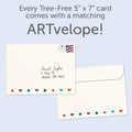 Load image into Gallery viewer, The envelope for Tree-Free’s Small Beginnings card, along with the following text: “Every Tree-Free 5x7 card comes with a matching ARTvelope!”
