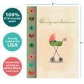 Load image into Gallery viewer, The cover of Tree-Free’s Small Beginnings card with lines demonstrating its 5x7 dimensions, along with the following text: “100% PCW recycled paper, proudly made in the USA, sustainably printed on extra-thick card stock”
