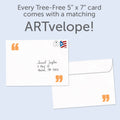 Load image into Gallery viewer, The envelope for Tree-Free’s Braver Stronger Smarter card, along with the following text: “Every Tree-Free 5x7 card comes with a matching ARTvelope!”
