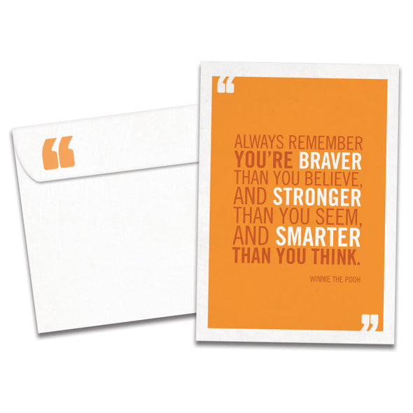 The cover of Tree-Free's Braver Stronger Smarter Encouragement Card card, along with its matching envelope.