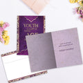 Load image into Gallery viewer, The inside of Tree-Free’s Work of Art card, with the cover and envelope in the background.
