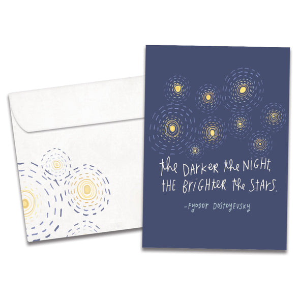 The cover of Tree-Free's Brighter Stars Support Card card, along with its matching envelope.
