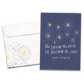 Load image into Gallery viewer, The cover of Tree-Free&#39;s Brighter Stars Support Card card, along with its matching envelope.
