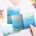 Load image into Gallery viewer, The inside of Tree-Free’s In Waves card, with the cover and envelope in the background.
