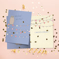 Load image into Gallery viewer, The inside of Tree-Free’s Woo Hoo Owl card, with the cover and envelope in the background.
