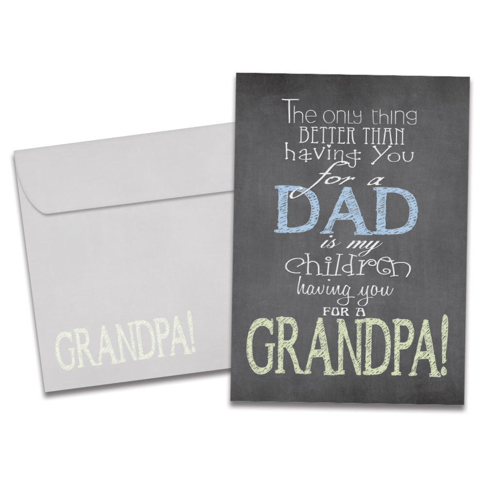 The cover of Tree-Free's Nothing Better Grandpa card, along with its matching envelope.