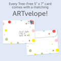Load image into Gallery viewer, The envelope for Tree-Free’s Mouse Wishes card, along with the following text: “Every Tree-Free 5x7 card comes with a matching ARTvelope!”
