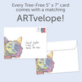 Load image into Gallery viewer, The envelope for Tree-Free’s Happy Bird Day card, along with the following text: “Every Tree-Free 5x7 card comes with a matching ARTvelope!”
