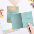 Load image into Gallery viewer, The inside of Tree-Free’s Deep Love Sympathy Card card, with the cover and envelope in the background.
