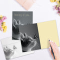 Load image into Gallery viewer, The inside of Tree-Free’s Thoughts Of You Friendship Card card, with the cover and envelope in the background.
