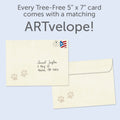 Load image into Gallery viewer, The envelope for Tree-Free’s Pet Angels card, along with the following text: “Every Tree-Free 5x7 card comes with a matching ARTvelope!”
