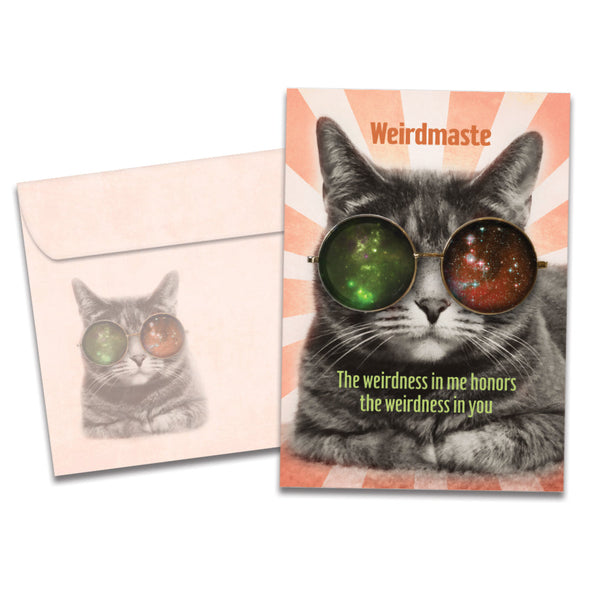The cover of Tree-Free's Weirdmaste card, along with its matching envelope.