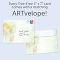 Load image into Gallery viewer, The envelope for Tree-Free’s Memories Overflowing Sympathy Card card, along with the following text: “Every Tree-Free 5x7 card comes with a matching ARTvelope!”
