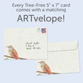 Load image into Gallery viewer, The envelope for Tree-Free’s Rufous Hummingbird card, along with the following text: “Every Tree-Free 5x7 card comes with a matching ARTvelope!”
