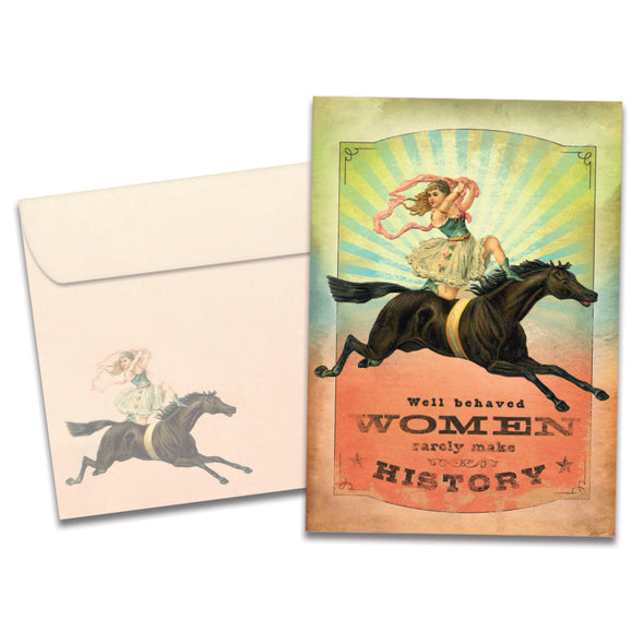 The cover of Tree-Free's Well Behaved Women card, along with its matching envelope.