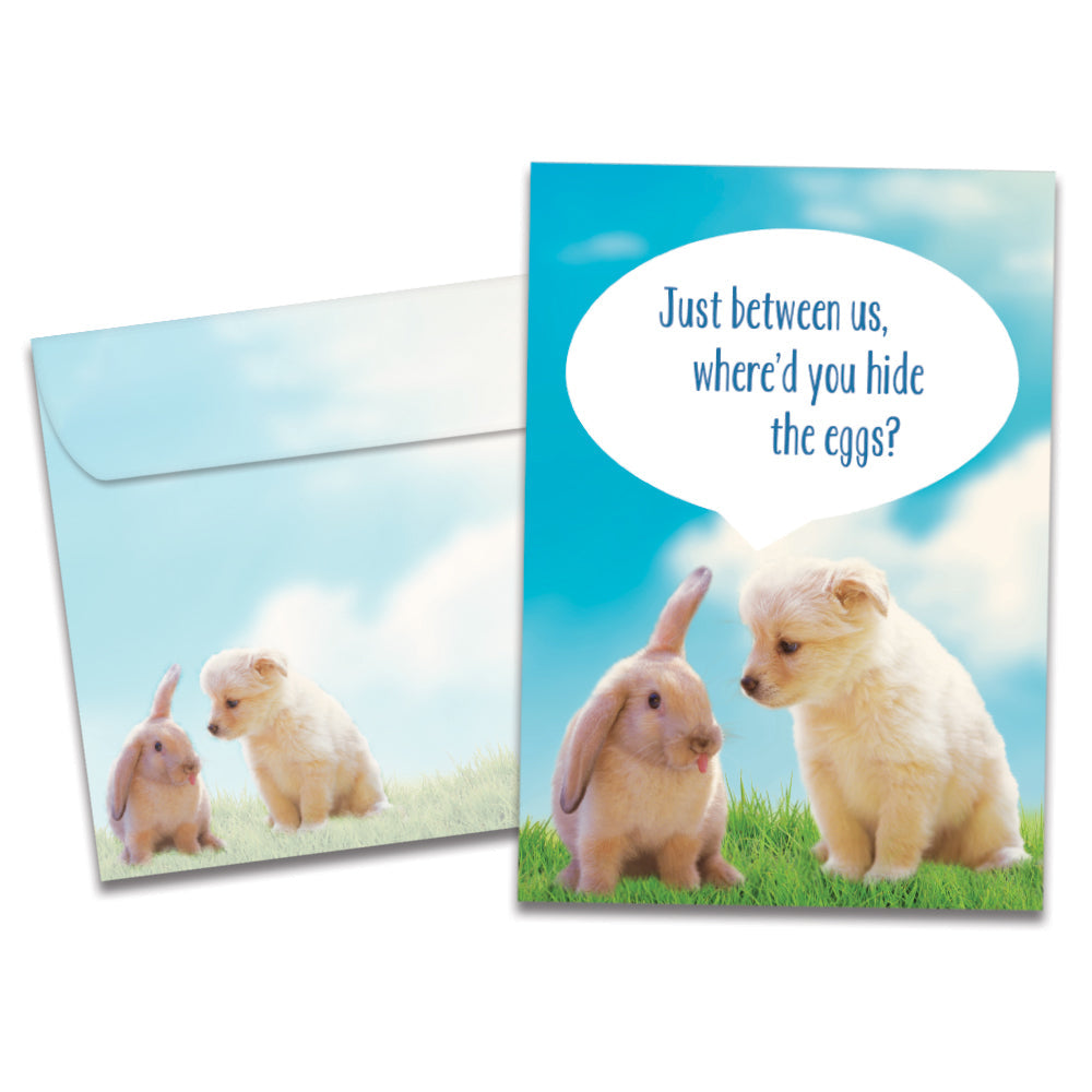 The cover of Tree-Free's Easter Secret card, along with its matching envelope.