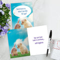 Load image into Gallery viewer, The inside of Tree-Free’s Easter Secret card, with the cover and envelope in the background.
