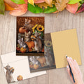 Load image into Gallery viewer, The inside of Tree-Free’s Autumn Kisses Thanksgiving Card card, with the cover and envelope in the background.
