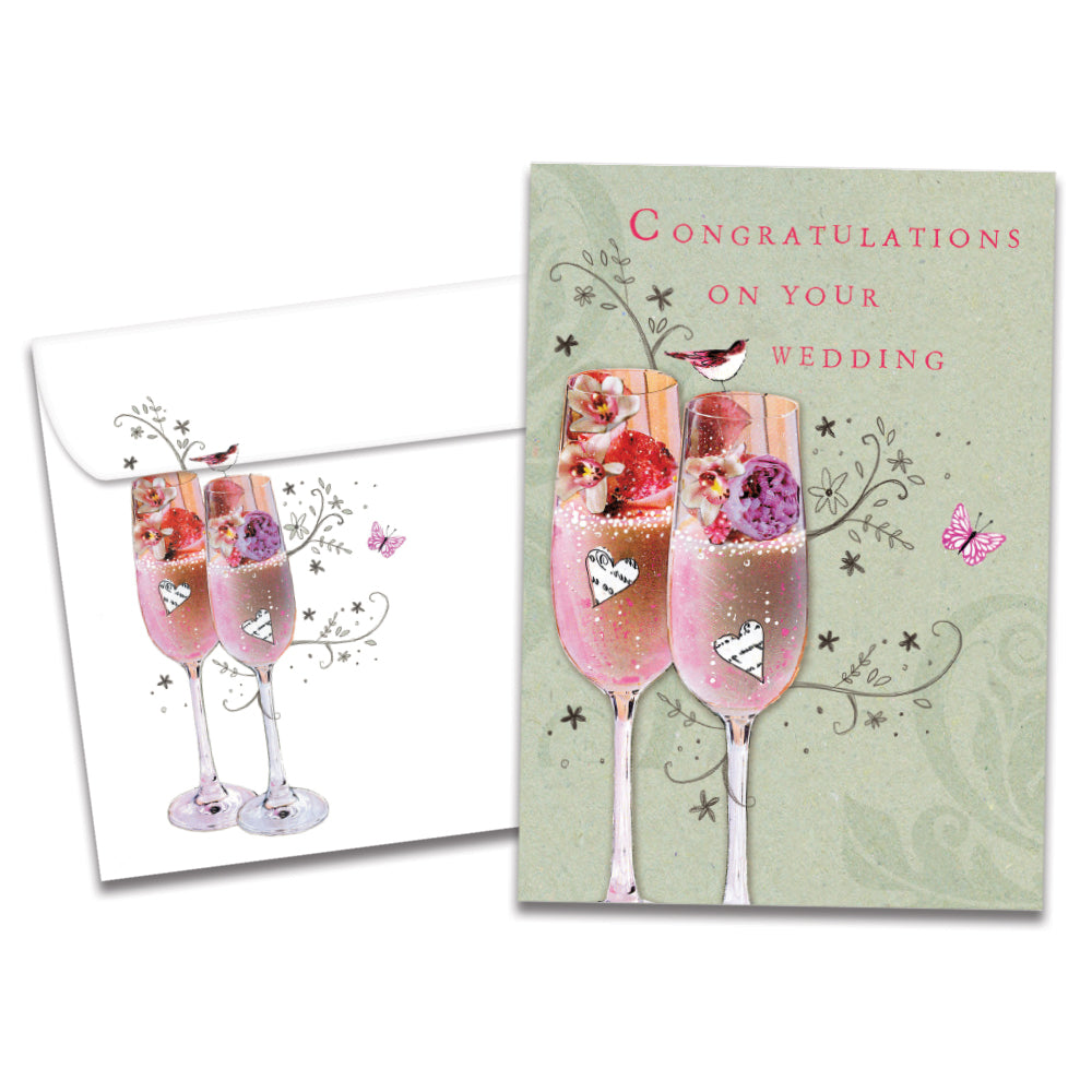 The cover of Tree-Free's Wedding Congratulations Wedding Card card, along with its matching envelope.