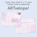 Load image into Gallery viewer, The envelope for Tree-Free’s All That We Love card, along with the following text: “Every Tree-Free 5x7 card comes with a matching ARTvelope!”
