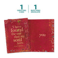 Load image into Gallery viewer, The cover and inside of Tree-Free’s I Have Found The One Love Card card, along with the following text: “1 greeting card, 1 matching envelope”

