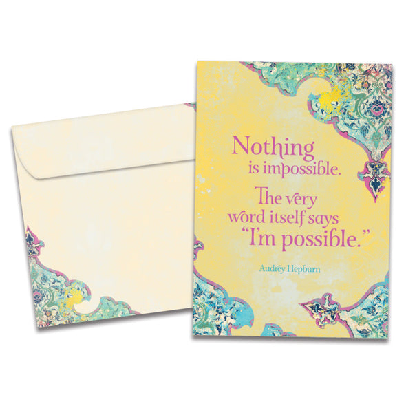The cover of Tree-Free's Nothing Is Impossible Encouragement Card card, along with its matching envelope.