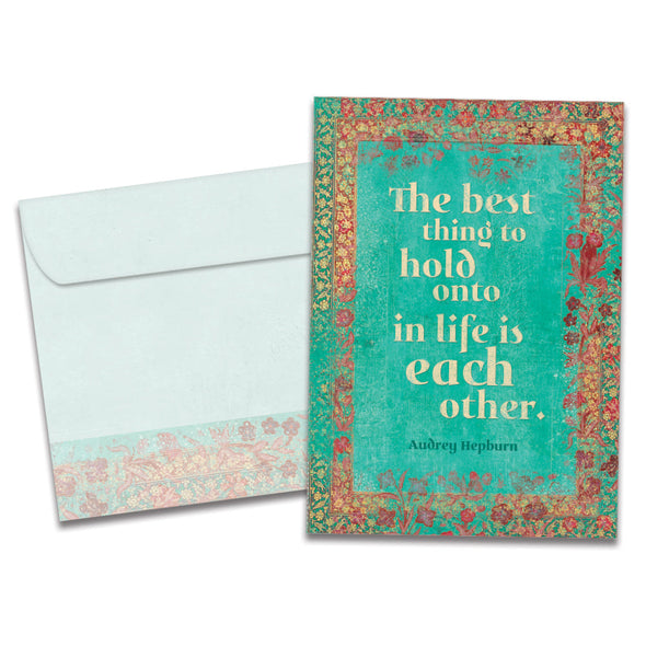 The cover of Tree-Free's Each Other Wedding Card card, along with its matching envelope.