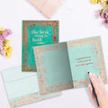 Load image into Gallery viewer, The inside of Tree-Free’s Each Other Wedding Card card, with the cover and envelope in the background.
