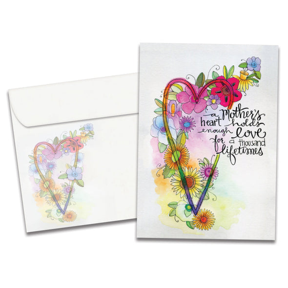 The cover of Tree-Free's Mother Heart card, along with its matching envelope.