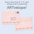 Load image into Gallery viewer, The envelope for Tree-Free’s If Love Was Air Love Card card, along with the following text: “Every Tree-Free 5x7 card comes with a matching ARTvelope!”
