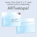 Load image into Gallery viewer, The envelope for Tree-Free’s 99% Chance of Wine card, along with the following text: “Every Tree-Free 5x7 card comes with a matching ARTvelope!”
