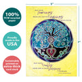Load image into Gallery viewer, The cover of Tree-Free’s Tree Of Life Wedding Blessing Wedding Card card with lines demonstrating its 5x7 dimensions, along with the following text: “100% PCW recycled paper, proudly made in the USA, sustainably printed on extra-thick card stock”
