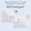 Load image into Gallery viewer, The envelope for Tree-Free’s Tree Of Life And Light card, along with the following text: “Every Tree-Free 5x7 card comes with a matching ARTvelope!”
