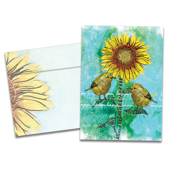 The cover of Tree-Free's Happy Happy card, along with its matching envelope.