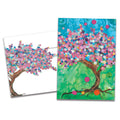 Load image into Gallery viewer, Cover of Balloon Tree Birthday card (featuring artwork of a tree with colorful balloon-shaped leaves) and its matching envelope
