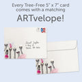 Load image into Gallery viewer, The envelope for Tree-Free’s Bird Brained Birthday card, along with the following text: “Every Tree-Free 5x7 card comes with a matching ARTvelope!”

