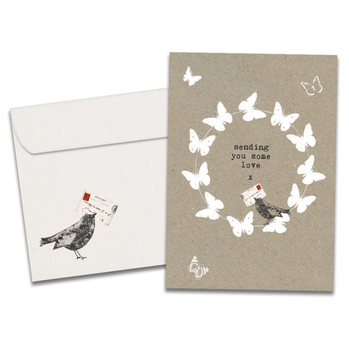 The cover of Tree-Free's Sending Love Support Card card, along with its matching envelope.
