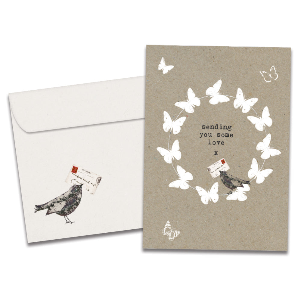 The cover of Tree-Free's Sending Love Support Card card, along with its matching envelope.
