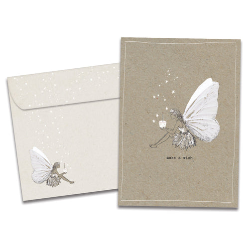 The cover of Tree-Free's Fairy Happy card, along with its matching envelope.