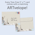 Load image into Gallery viewer, The envelope for Tree-Free’s Magical Creatures card, along with the following text: “Every Tree-Free 5x7 card comes with a matching ARTvelope!”
