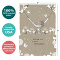 Load image into Gallery viewer, The cover of Tree-Free’s Happy Retirement Retirement Card card with lines demonstrating its 5x7 dimensions, along with the following text: “100% PCW recycled paper, proudly made in the USA, sustainably printed on extra-thick card stock”

