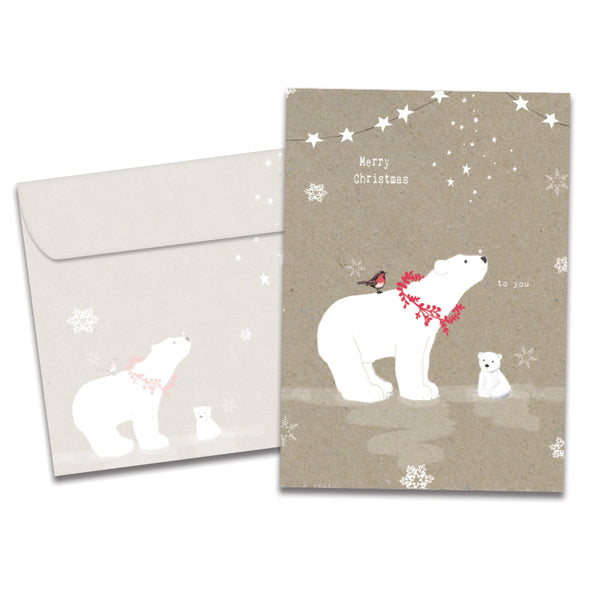 The cover of Tree-Free's Sweet Polar Christmas Christmas Card card, along with its matching envelope.