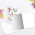 Load image into Gallery viewer, The inside of Tree-Free’s Just A Note All Occasion Card card, with the cover and envelope in the background.
