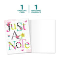 Load image into Gallery viewer, The cover and inside of Tree-Free’s Just A Note All Occasion Card card, along with the following text: “1 greeting card, 1 matching envelope”

