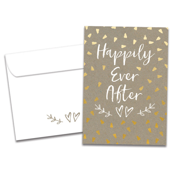 The cover of Tree-Free's Happily After Today Wedding Card card, along with its matching envelope.