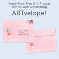 Load image into Gallery viewer, The envelope for Tree-Free’s Designer Cocktail card, along with the following text: “Every Tree-Free 5x7 card comes with a matching ARTvelope!”
