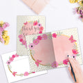 Load image into Gallery viewer, The inside of Tree-Free’s Boho Thank You card, with the cover and envelope in the background.
