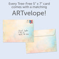 Load image into Gallery viewer, The envelope for Tree-Free’s Who You Are card, along with the following text: “Every Tree-Free 5x7 card comes with a matching ARTvelope!”
